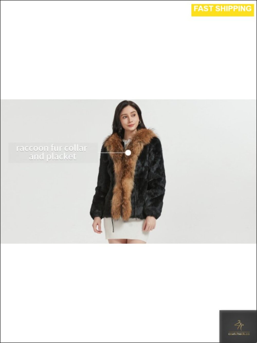 Genuine Rabbit Fur Coat Fuzzy Warm Winter Outerwear - Picture 6 of 6